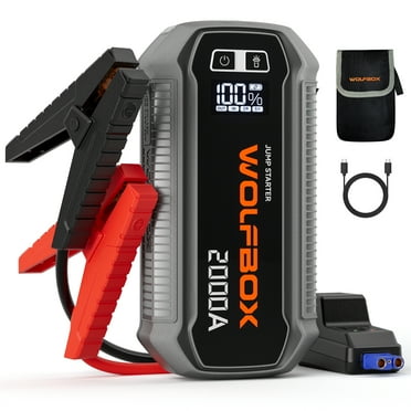 WolfBox Car Jump Starter, 2000A Peak 12V Battery Jump Box with Quick Charge Out(7L Gas 6L Diesel Engine) Portable Battery Booster Pack Power Bank Car Starter