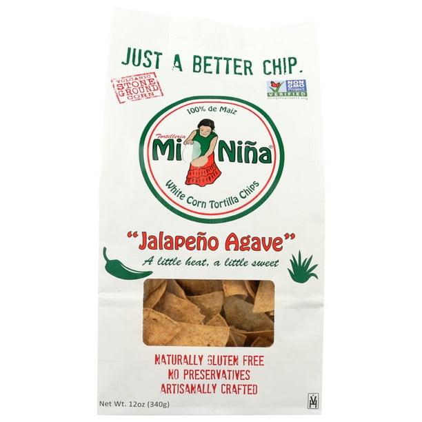 Mi Nina'S White Corn Tortilla Chips With Jalapeno Aguave , 12 Oz