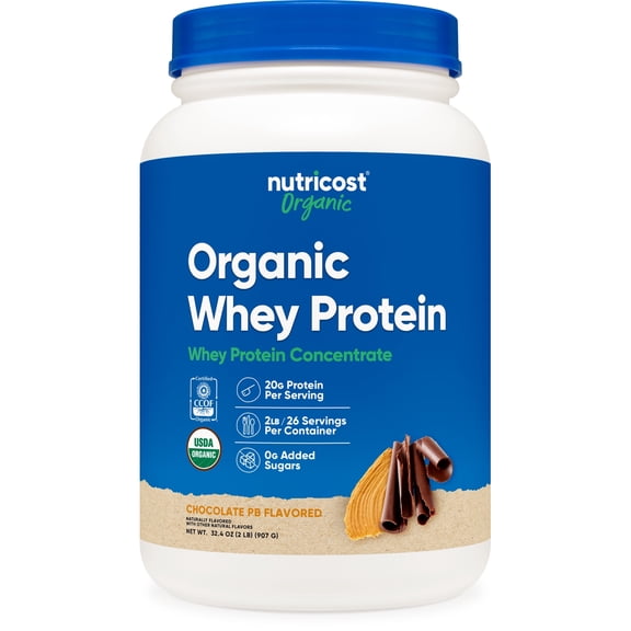 Nutricost Organic Whey Protein Concentrate, Chocolate Peanut Butter Flavored, (2LBS) - Gluten-Free, Non-GMO