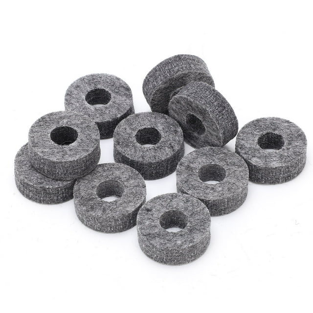 Khall Ensemble de Cymbales en Feutre pour Tambour, 10 Pcs Coussinets en Feutre pour Tambour Accessoire d'Instrument Léger Kit de Remplacement Gris, Cymbales en Feutre pour Tambour