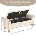 thumbnail image 3 of Modern Upholstered Storage Bench Storage Ottoman Bench with Arm and Nailhead Trim Bedroom Bench, Linen Beige, 3 of 9