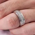 thumbnail image 4 of 2.20 Ct Round Cut White Moissanite Men's Anniversary Band Ring 14K White Gold Plated, 4 of 4