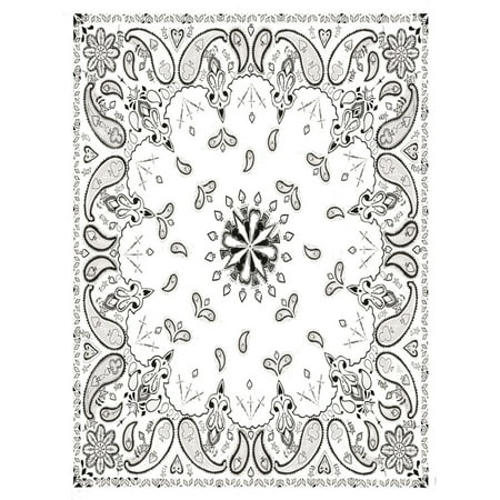 Zan Headgear ZanDanna Bandannas, Bandanna, Cotton, White Paisley - B004