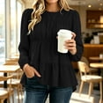thumbnail image 5 of Hurxie Womens Puff Long Sleeve Babydoll Tops Summer Peplum Pleated T Shirts Casual Loose Fit Flowy Blouses Black,M, 5 of 8