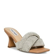 Steve Madden Latta-R Rhinestone Slip On Squared Open Toe Heeled Sandal Mule