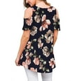 thumbnail image 4 of Skksst Womens Floral Print Summer T Shirt Cold Shoulder Short Sleeve Blouse Top, 4 of 4