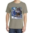thumbnail image 2 of Wild Bobby, Wolves and The Moon in The Winter Night, Animal Lover, Garment-Dyed Washed Look Short Sleeve T-Shirt, Sand, Medium, 2 of 3