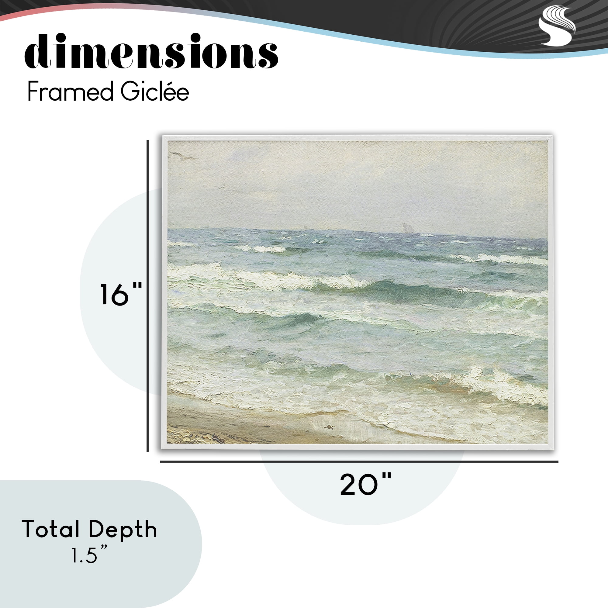 Stupell Industries Vintage Waves on The Shore White Framed Giclee Art, design by Leah Straatsma