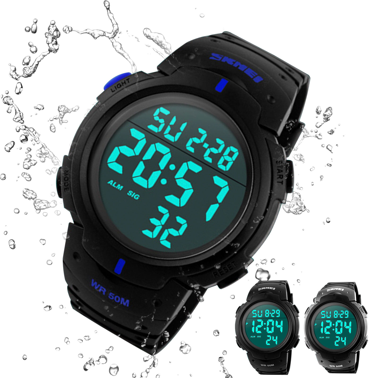 Eeekit Men S Digital Watch Large Face Led Wrist Watches Military Sports Electronic Waterproof