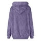 thumbnail image 2 of Gibobby Chamarra Sherpa para mujer, Chamarra corta de forro polar mullido para mujer, para otoño e invierno, con botones y solapa, chaquetas de gabardina de invierno(Morado,XG), 2 of 5