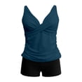 thumbnail image 5 of Conairie High Waisted Tankini Sets For Women Two Piece Swimsuit Plus Size Tummy Control Bathing Suit Tops And Short Solid Color Beach Breathable Swimwear Blue L, 5 of 6