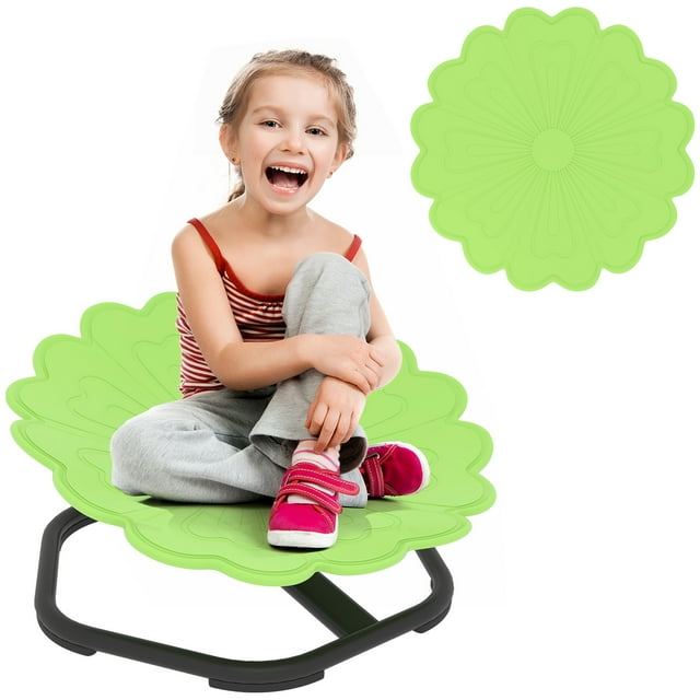 Qaba Flower-Shaped Kids Swivel Chair, Sensory Spinning Chair, Green