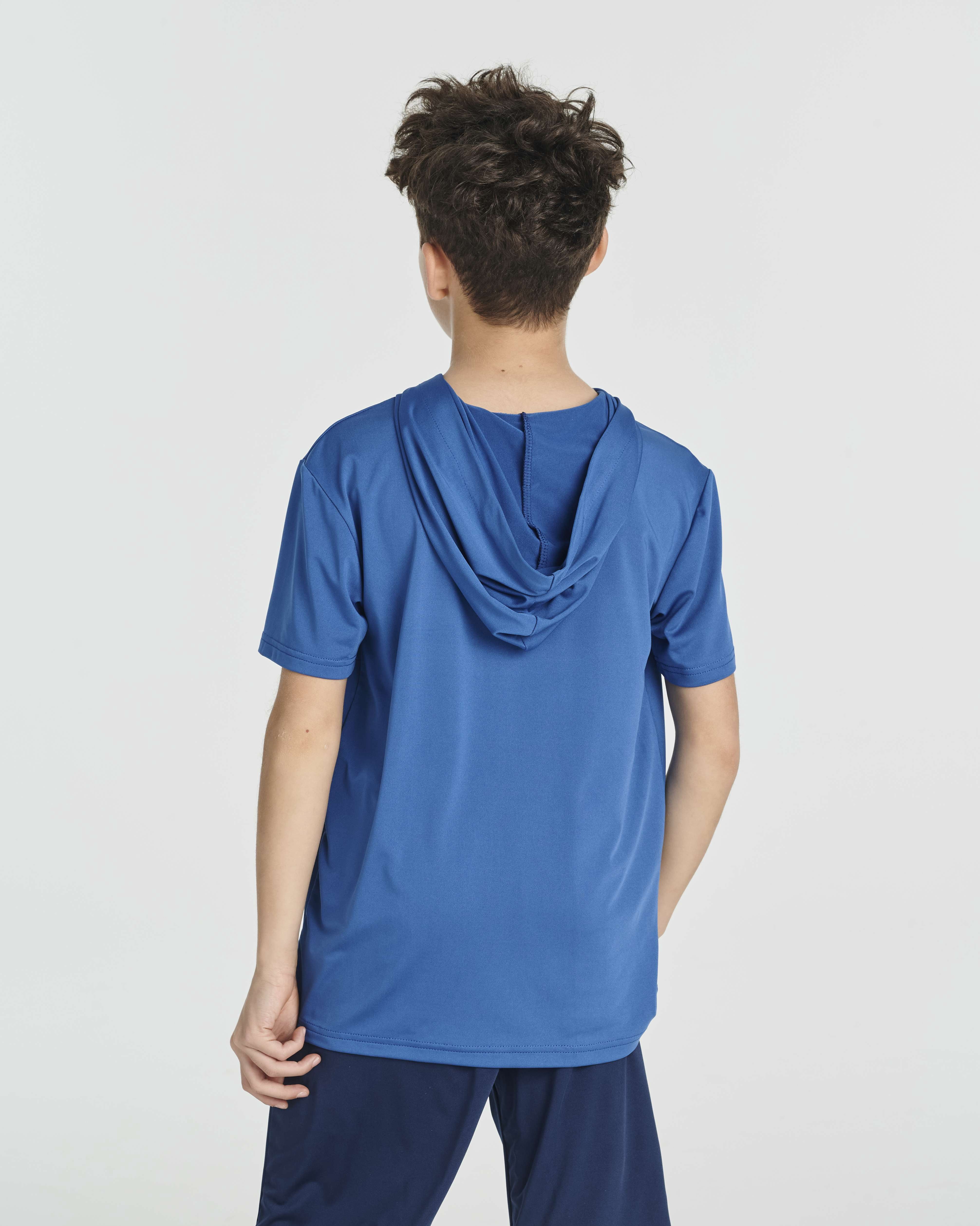 Real Essentials 3 Pack: Boys Dry-Fit Youth Teen Active Athletic Short Sleeve Workout Hoodie - Hooded Pullover Shirts