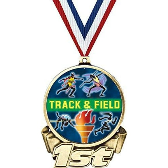 Track and Field First Place Medal, 3" Gold Track Running Sports Trophy Medal Award