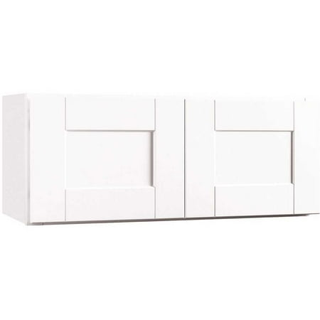 30 in. x 12 in. x 12 in. Hampton Bay 2487102 Shaker Assembled Wall BridKitchen Cabinet in Satin White