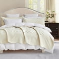 thumbnail image 5 of Blythease Oversized Velvet Quilt King 128x120 Extra Wide – Reversible Velvet Bedspread & Coverlet Set, 5 Piece Lightweight All Season Comforter Bedding, Geometric Diamond Quilted Design, Ivory, 5 of 7