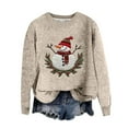 thumbnail image 1 of Zhanying Sweater Chandails pour Femmes Grande Taille Jacquard Graphique Chandail Doux pour Femmes Rouge Col Rond Noël, 1 of 5