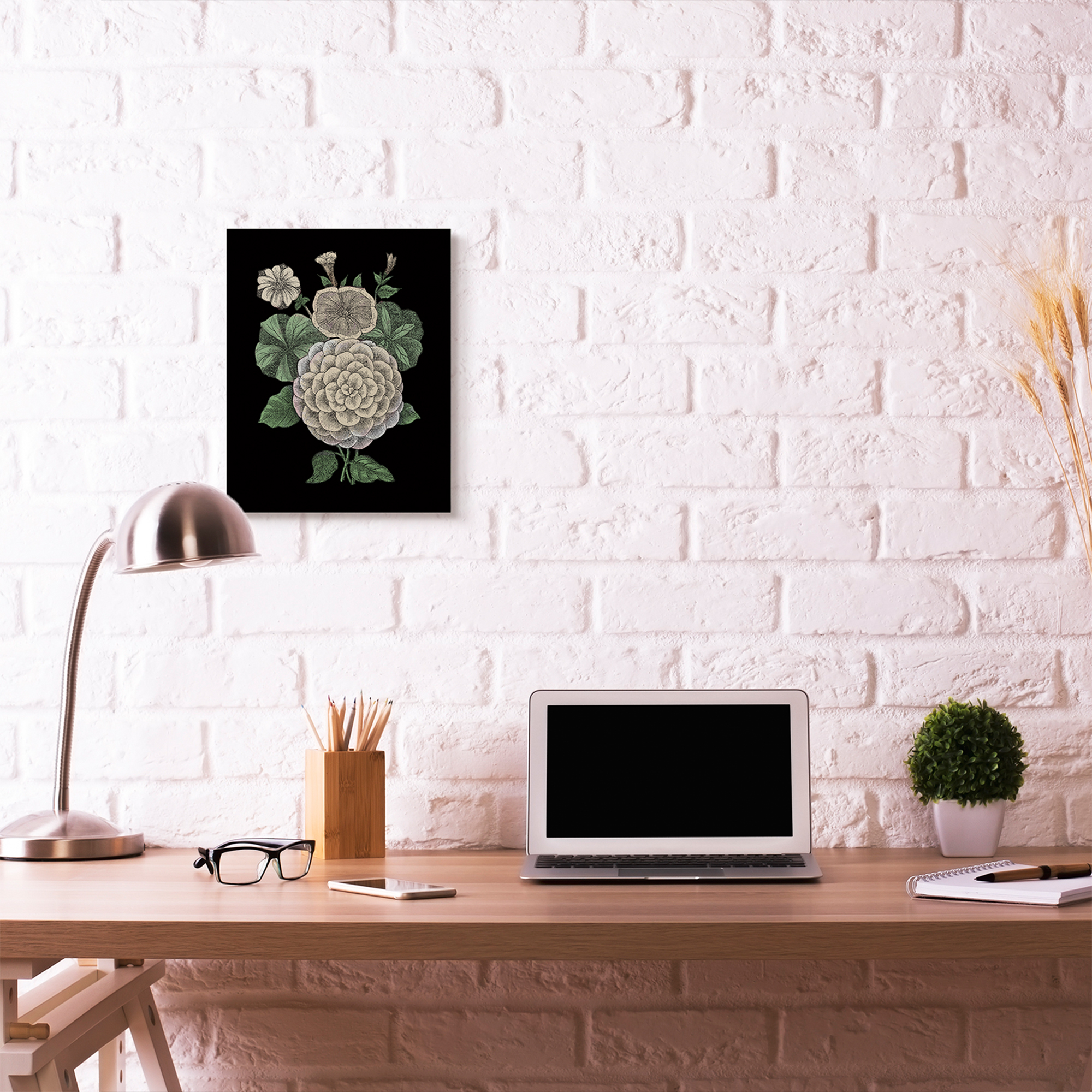 Stupell Home Décor Yellow Flowers on Black Drawing Design Canvas Wall Art by the Saturday Evening Post