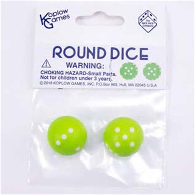 Koplow KPL19368 dés Ronds - Vert et Blanc&44; 2 par Pack