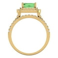 thumbnail image 4 of 3.05ct Brilliant Emerald Cut Green Zircon 18K Yellow Gold Halo Solitaire with Accents Engagement Bridal Wedding Ring Band Set size 6.25, 4 of 7