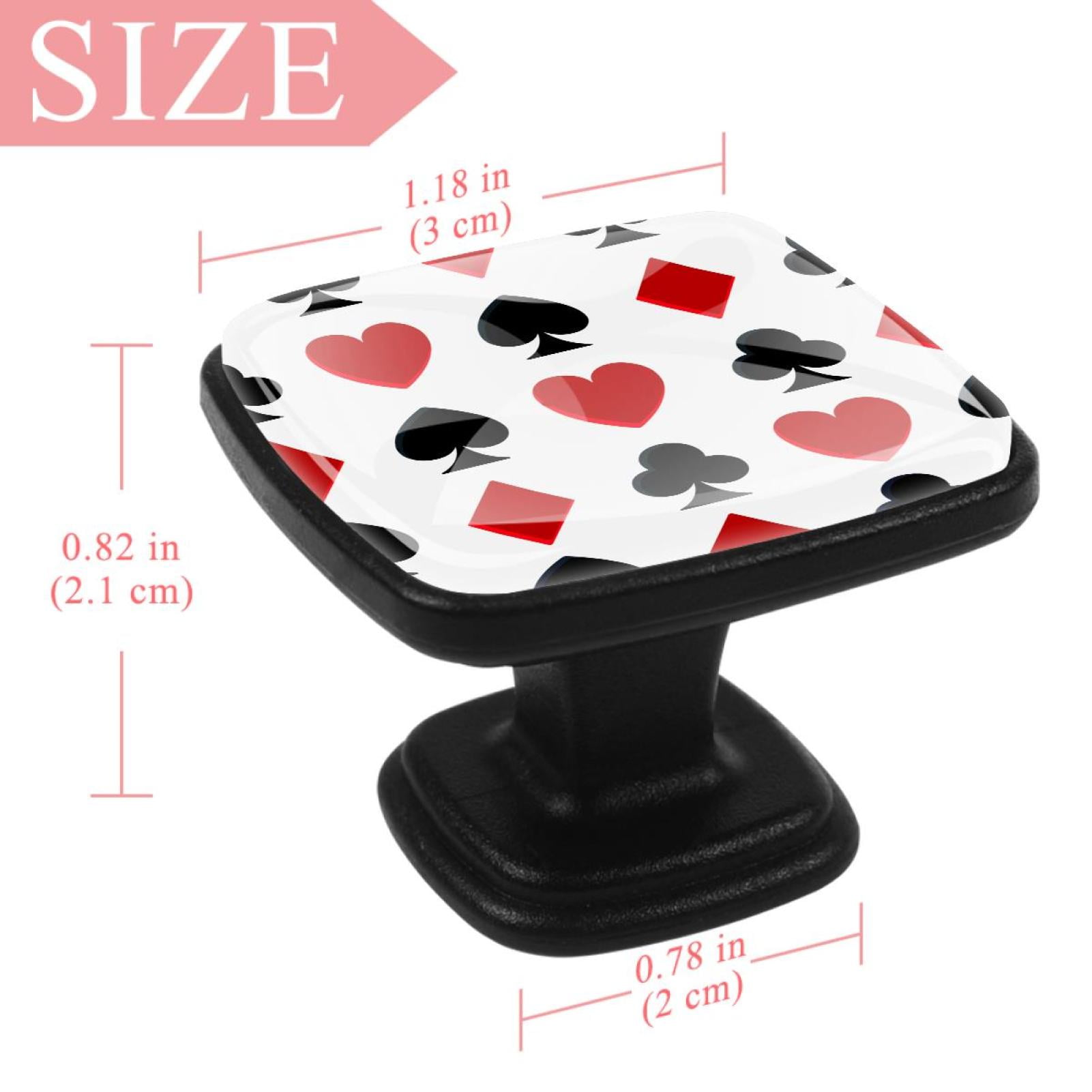 4 Pcs Square Cabinet Handle Cupboard Knob Drawer Pulls Handle Poker Cards Spades Drawer Knobs with Screws Furniture Decoration