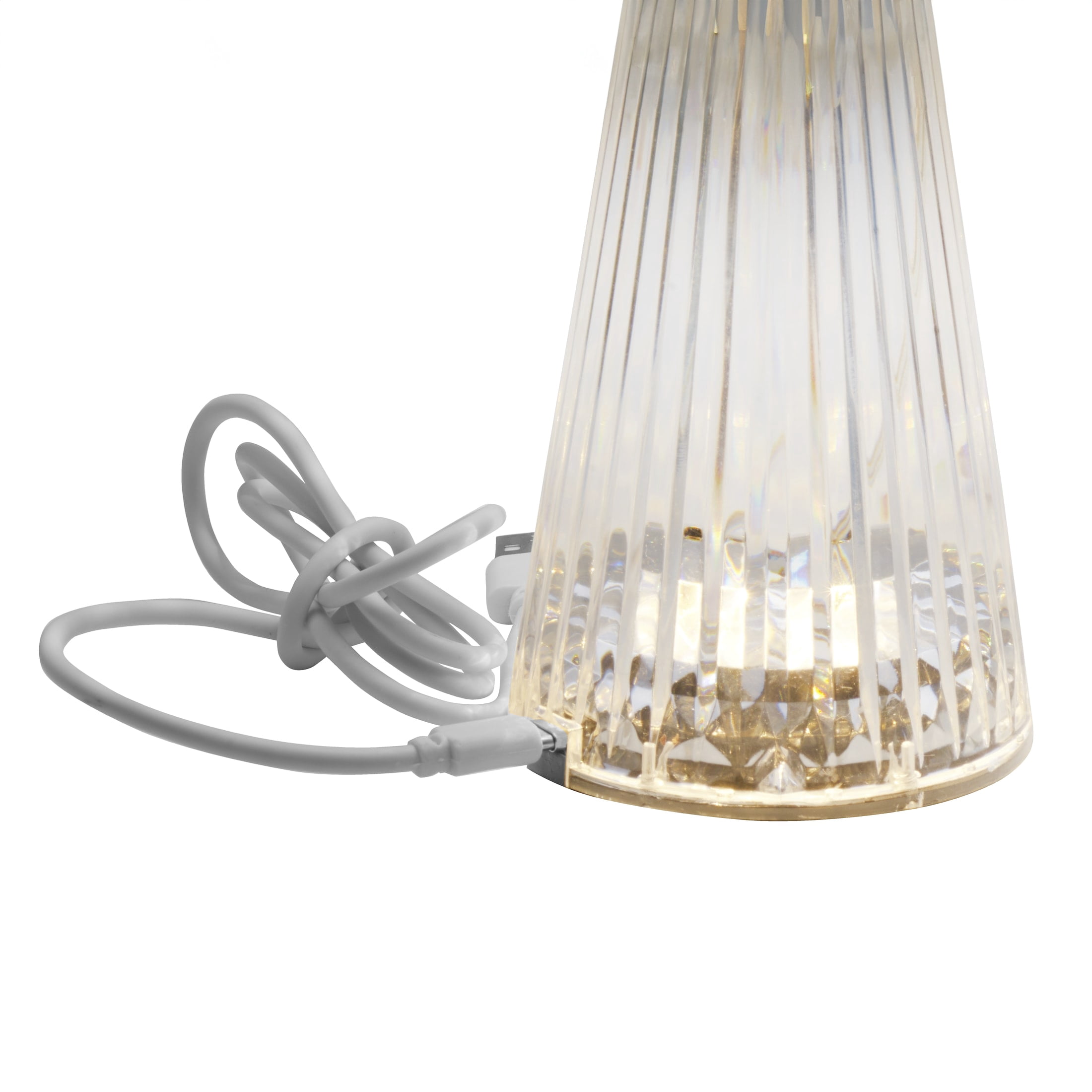Home Accents 8-inch Acrylic Mushroom LED Rechargeable Cordless Lamp, Clear