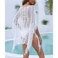 thumbnail image 2 of Lu's Chic Women's Beach Bikini Cover Up Crochet Beachwear Light Sheer Cute Hollow Out Fringed Summer Spring Break White Small-X-Large, 2 of 4