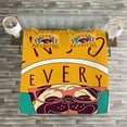 thumbnail image 3 of Ambesonne Pug Quilted Bedspread Set 3 Pcs, Happy Dog Listening Music, Queen Size, Marigold Multicolor, 3 of 3
