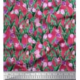 thumbnail image 1 of Soimoi Cotton Jersey Fabric Leaves & Tulip Floral Print Sewing Fabric Yard 58 Inch Wide, 1 of 3