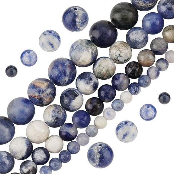 235pcs 4mm 6mm 8mm 10mm Natural Sodalite Beads Natural Round Beads Natural Round Gemstone Beads Crystal Loose Beads Energy Gemstones for DIY Bracelets Necklaces Earrings