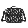 thumbnail image 2 of Astronaut and Moon Black Pattern Insulated Lunch Bag with Shoulder Strap and Bottle Holder,Bento School Lunch Bag Box,11x9.5x3.5 Inches, 2 of 5