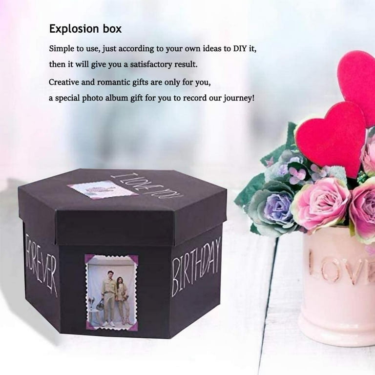 Kicpot Explosion box,Surprise DIY Photo Album,Gift Box with 6 Faces Love  Memory box for Boyfriend wife mom Wedding Anniversary