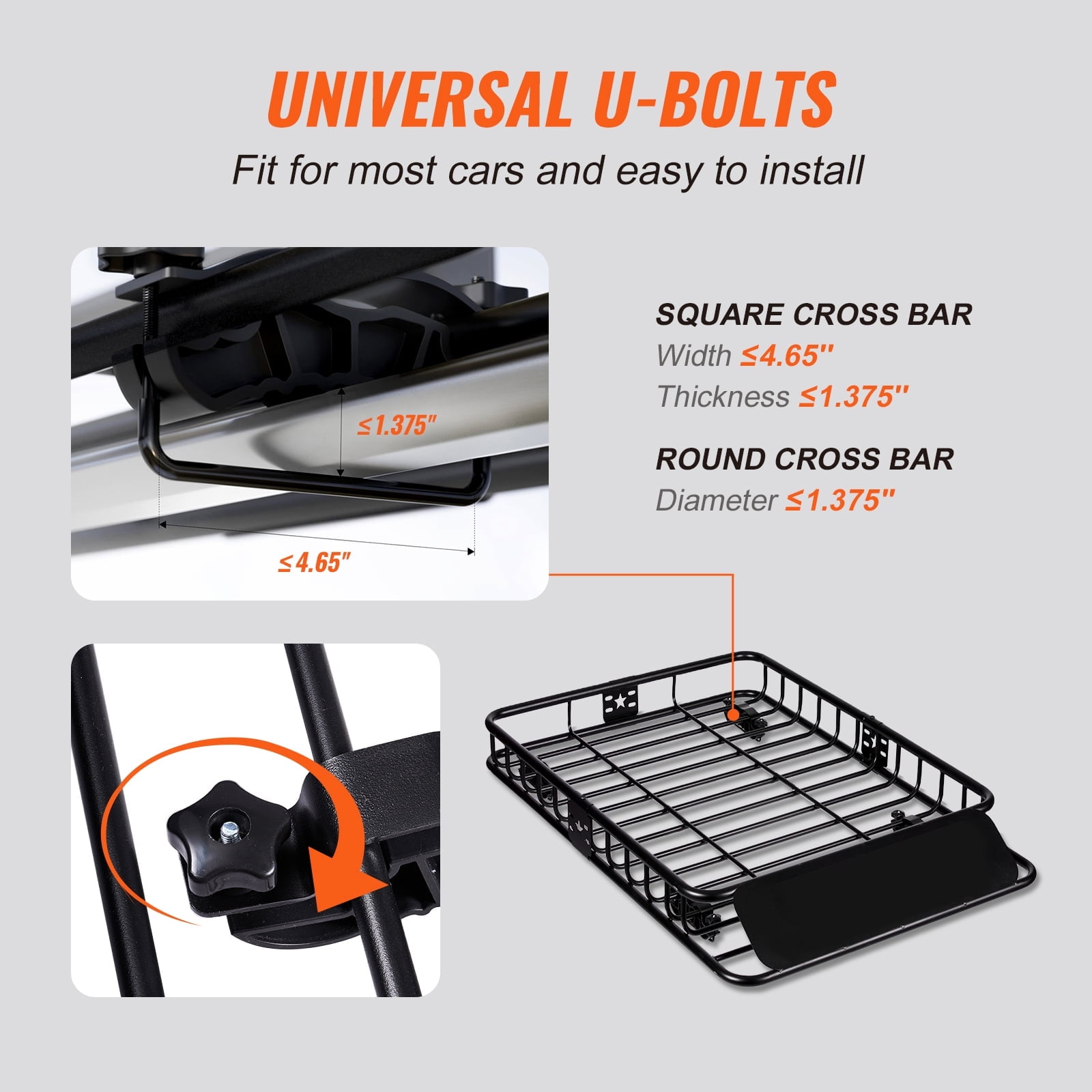 KFFKFF 51"x36"x5" Roof Rack Cargo Basket 200 LBS for SUV Truck with Luggage Bag