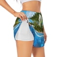 thumbnail image 1 of Balery Island And Coral Reef Pantalones cortos deportivos para mujer con forro y dos bolsillos, elásticos, para entrenamiento, gimnasio, yoga-XX-Large, 1 of 7