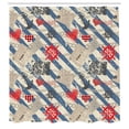 thumbnail image 3 of Ambesonne Nautical Shower Curtain, Grunge Wheel Heart, 69"Wx75"L, Beige Red Blue, 3 of 5