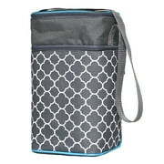 J.L. Childress Six Bottle Breast Milk Cooler Travel Bag - Insulated Baby Bottle Storage Bag, Includes Ice Pack - Grey Clover
