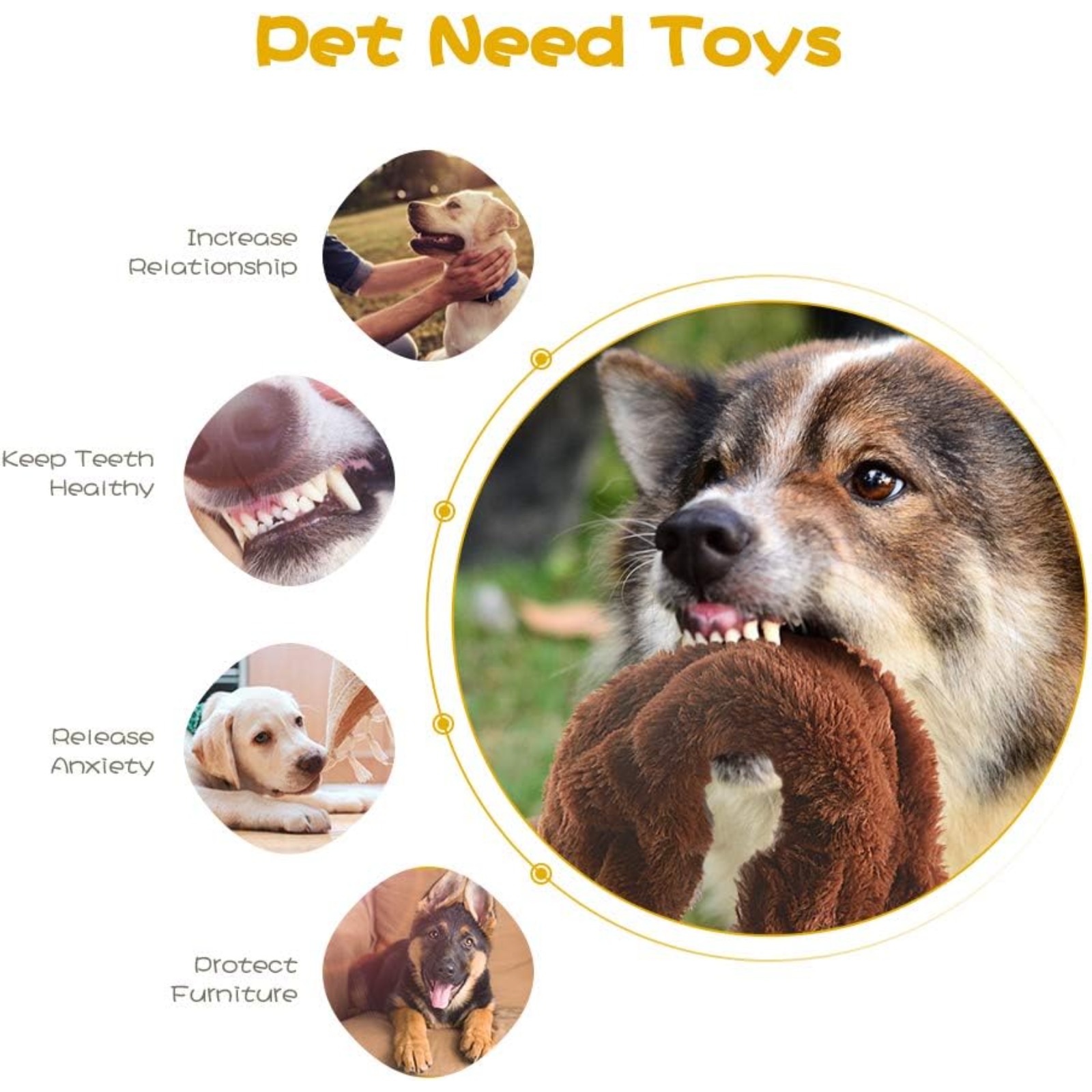 Dog Squeak Toys No Stuffing, Durable Plush Chew Toys for Small Medium Large Breed Puppy, Interactive Squeaky Teething Fetch Toys as Gift