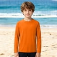thumbnail image 2 of GobdXE Boys Plain Solid Raglan Rash Guard UPF 50 Protection Crew Neck Long Sleeve Sun Swim Shirt Orange,7-8 Years, 2 of 9