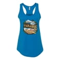 thumbnail image 2 of Wild Bobby, Paradise Surf Shack Marlin Pop Culture Ladies Racerback Tank Top, Turquoise, Small, 2 of 3