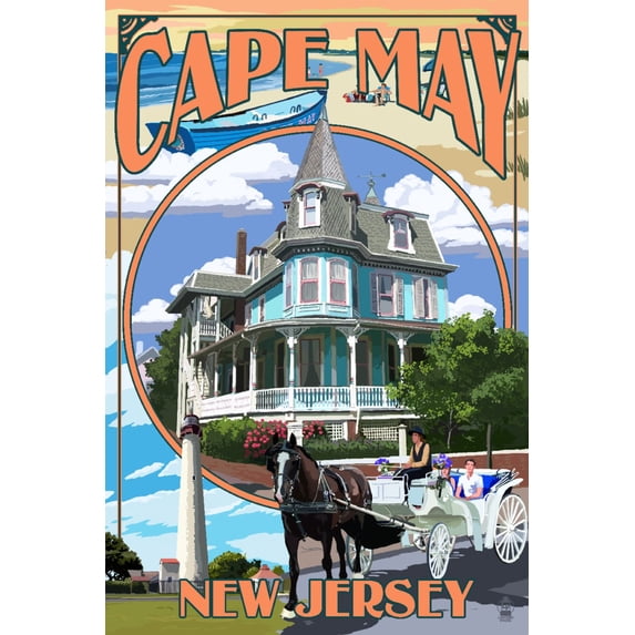 Cape May, New Jersey, Montage (36x54 Giclee Gallery Art Print, Vivid Textured Wall Decor)