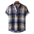 thumbnail image 4 of YYDGH Men's Hawaiian Color Block Shirt Short Sleeve Button Down Shirts Casual Casual Summer Beach Shirt Blue XXL, 4 of 9