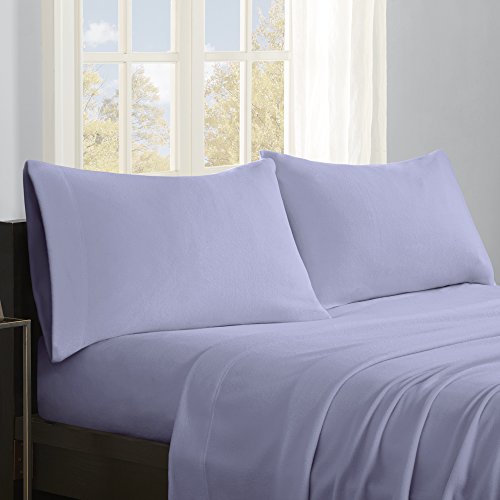 True North by Sleep Philosophy Ensemble de Draps en Micro-Polaire pour Lit Grand, Draps Décontractés Ultra Doux pour Lit Grand, 4 Pcs Incluant Drap Plat, Drap-Housse et 2 Taies d'Oreiller, Lavande