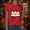 thumbnail image 3 of Towmus Women Halloween Shirt Ghost Reading Books Graphic Crew Neck Short Sleeve T-Shirts Tops, 3 of 7