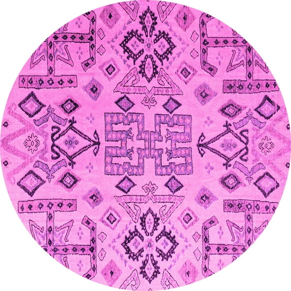 Ahgly Company Indoor Round Abstract Pink Modern Area Rugs, 3' Round