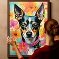 thumbnail image 6 of Thuan Rat Terrier Dog Flower Art Print Canvas, Wall art Painting Decor, Puppy Pop Art Home Decor Artwork For Bedroom Living Room Bathroom Decor, Puppies Colorful Photo, 6 of 6