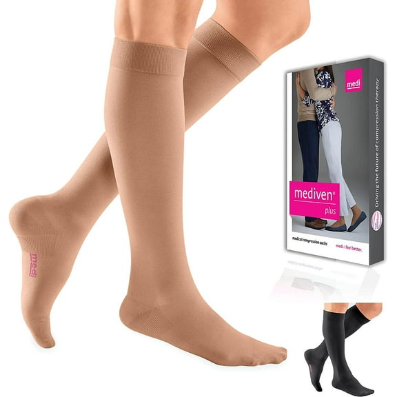 Medi Plus Calf Highs, Closed Toe, 30-40mmHg (Size: III) Beige