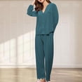 thumbnail image 5 of qolati Womens Two Piece Velvet Pajama Set qolati Long Sleeve Lounge Sets Button Down Shirts and Long Pants PJs Soft Sleepwear Set, 5 of 5