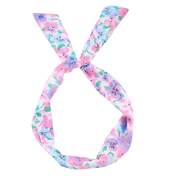 Headbands for Women Fashion Paisley Rockabilly Wired Polka Dot Tartan Retro Scarf Wire Band Lightweight Hair Accessories Blue