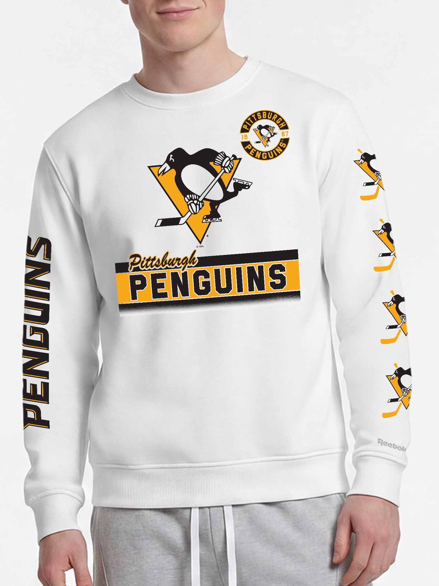 Pittsburgh Penguins Reebok Mens White Crew Sweatshirt