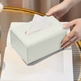 thumbnail image 1 of Caja de Pañuelos de Piel Sintética Blanca Mate | Caja de Pañuelos de Primavera para El Hogar | Servilletero para Oficina, Sala de Estar o Dormitorio | Plástico | 19 X 13 X 9,6 Cm | 350 G, 1 of 6